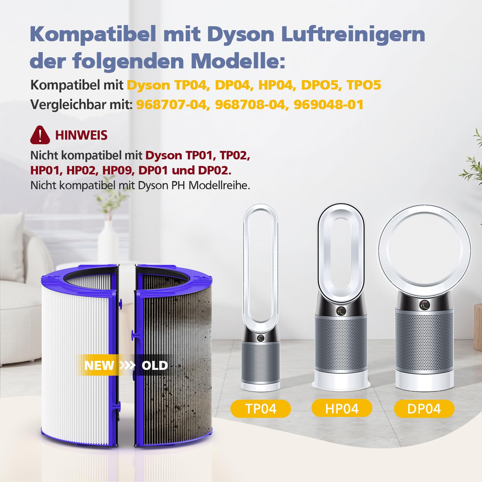 Filtro di ricambio per Dyson purificatore d'aria TP04 DP04 HP04 DP05 TP05, filtro e filtro a carbone attivo per Dyson purificatore d'aria