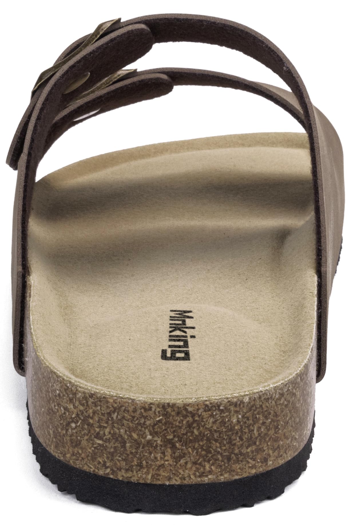 Pantoletten Damen Herren mit Kork Fussbett Retro Bequeme Wildleder Strand Slide Sommer Rutschfest Flach Hausschuhe mit Verstellbarer Rieme