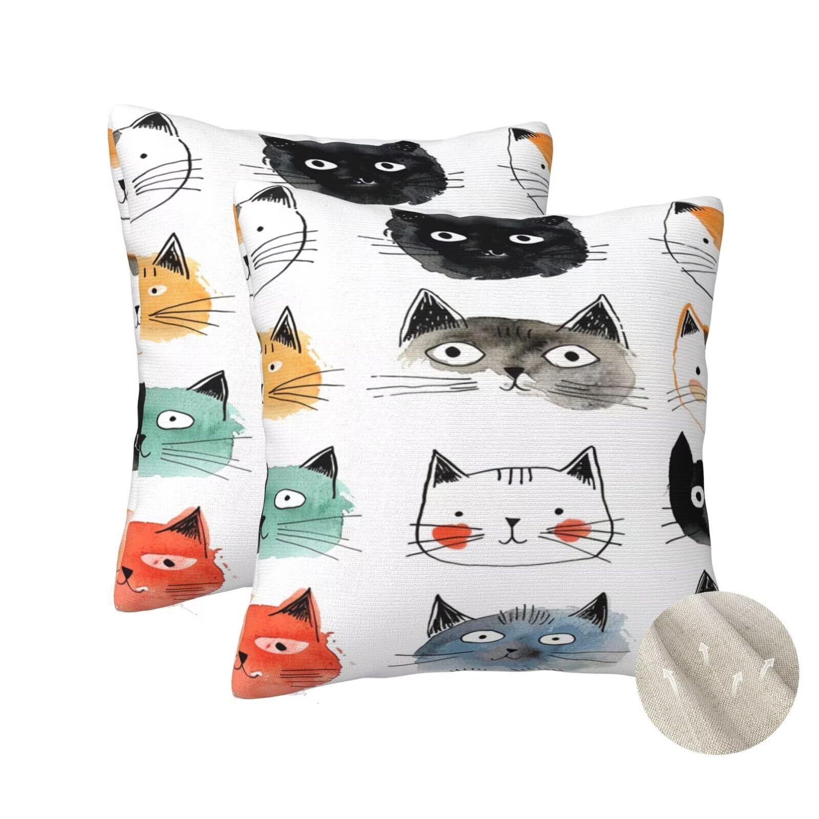 Housses de coussin dessin animé 50x50 cm lot de 2 pour déco de canapé