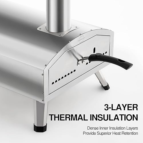 Miniatura 6 de PolarcoForgeco Horno de pizza al aire libre de leña - Horno de pizza al aire libre de 12 pulgadas con piedra giratoria para pizza, horno de pizza de