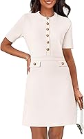 MEROKEETY Women's Short Sleeve Bodycon Sweater Dress: Knit Button Down Mini Dress for Business Casual Work & Formal Outfits