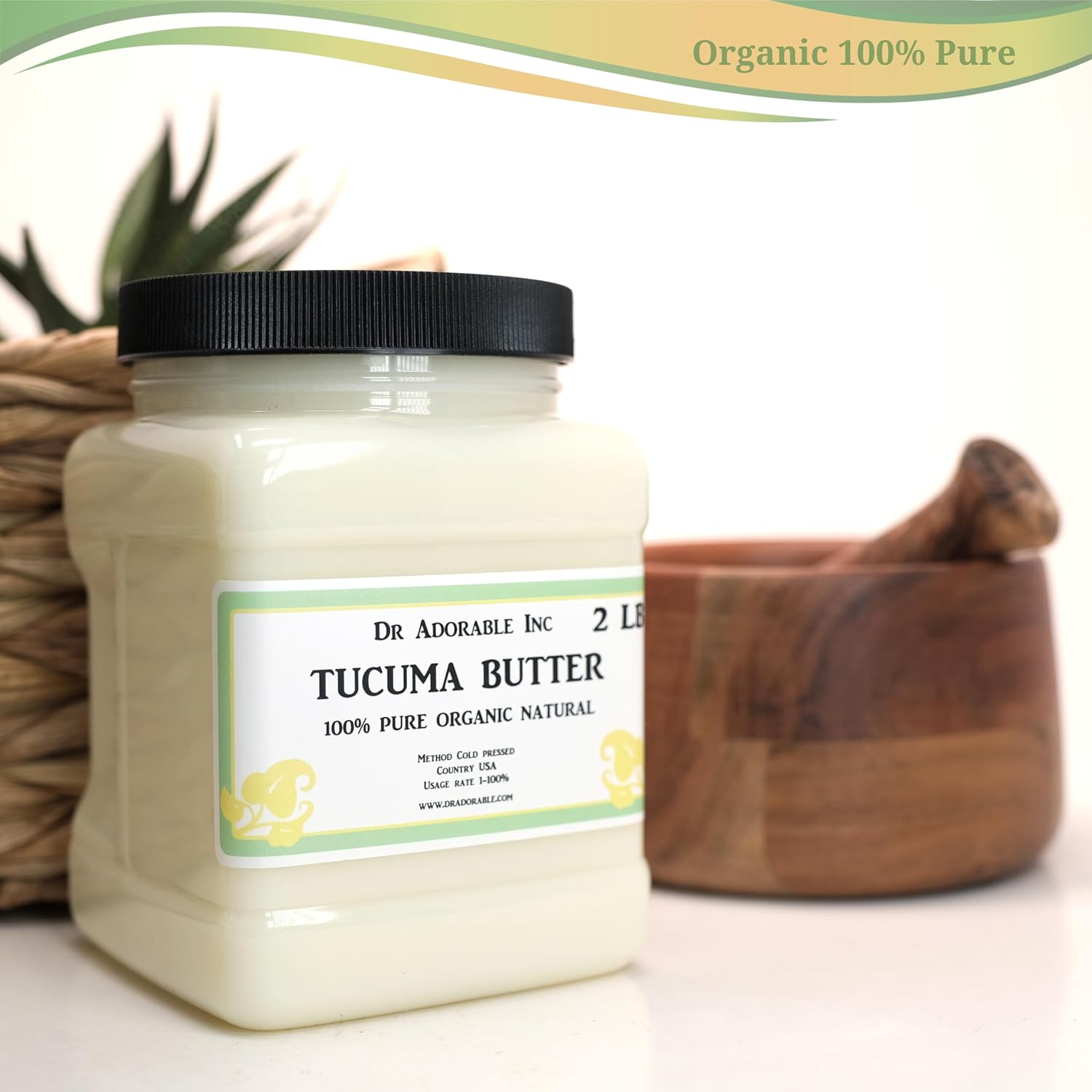 Dr Adorable - 2 lb - Tucuma Butter - Refined Pure Natural Premium Organic Cold Pressed