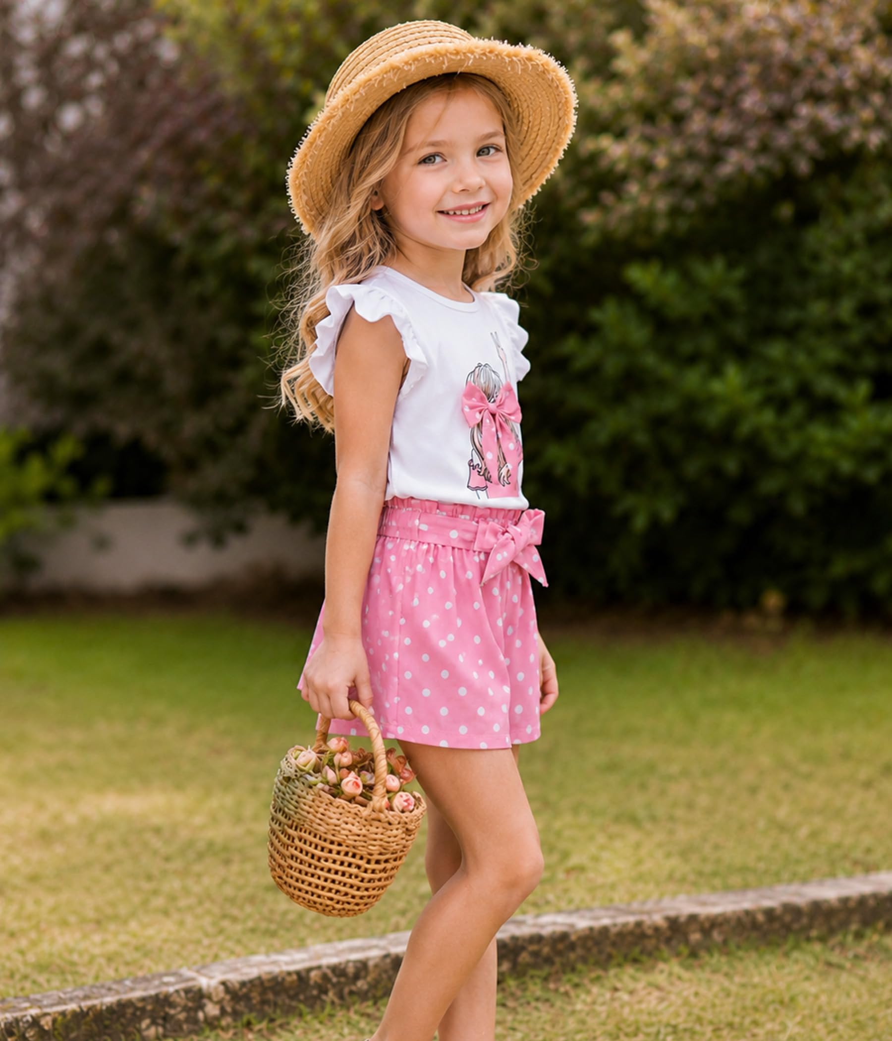 Conjuntos de verano para niñas, lindos conjuntos de pantalones cortos de cintura alta con bolsillos, ropa para adolescentes, talla 6-14 T