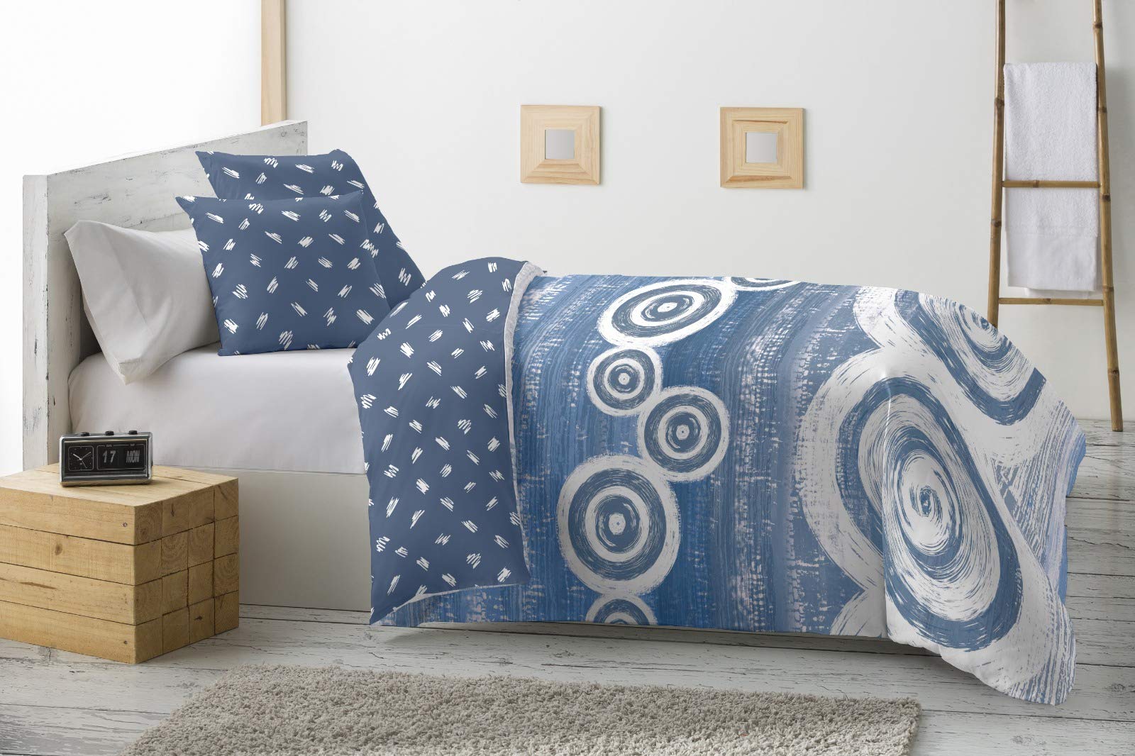 Energy Colors Textil - Hogar - Grecia - Relleno Nórdico 350 gr Reversible Estampado Tacto Pluma Otoño/Invierno (Miney Azul, 230_x_260_cm (Cama 135))