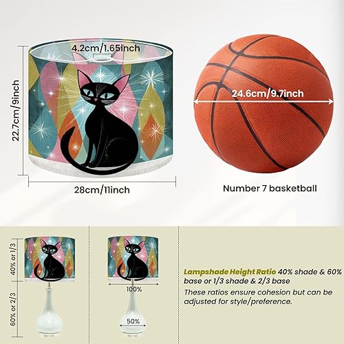 Miniatura 2 de Lampshades Mid Century Modern Lamp Shades 1 Pack Futuristic Atomic Cats Modern Tech Inspired Blue Green Orange Drum Lamp Shades for Table Lamps