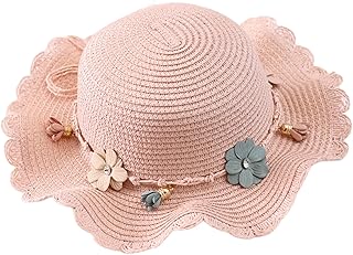 Joygoodta Girls Sun Hats Summer Beach Hat Flower SOR Pread Sun Visor para niños Vacaciones al Aire Libre
