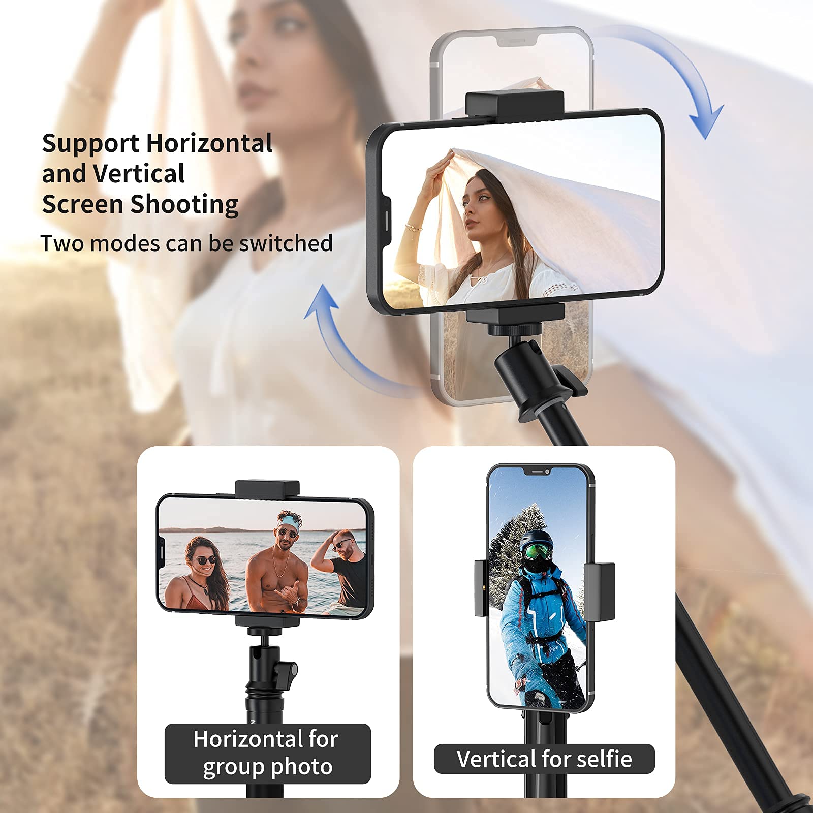 TELESIN Asta Selfie 6 In 1 Alluminio Estensibile Con Treppiedino - Per GoPro, Smartphone E Action Cam - Foto 5
