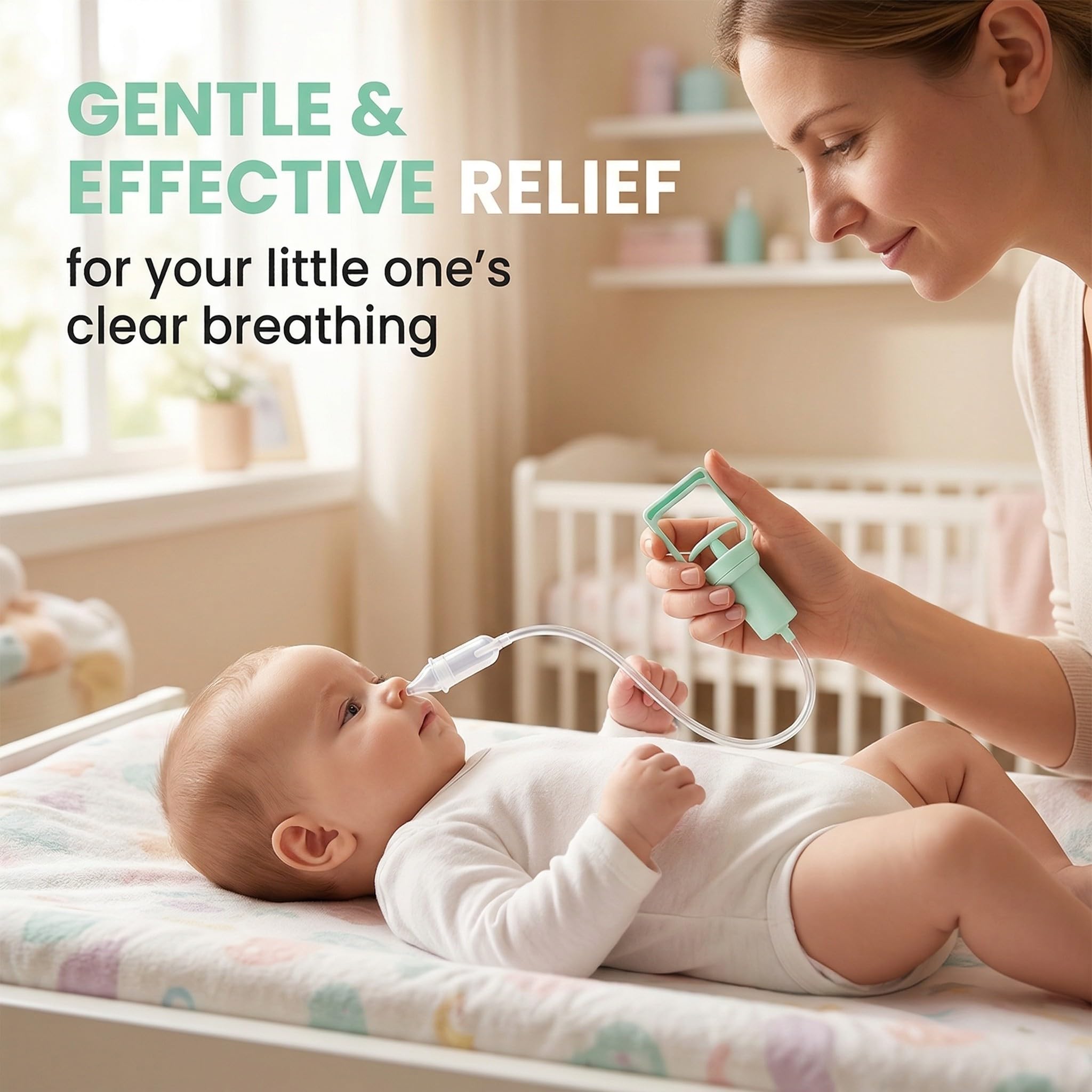 1 pieza aspirador nasal para bebés, manual, portátil, gran potencia de succión, para la congestión delicada con cómoda bomba manual, para niños y adultos — view 2