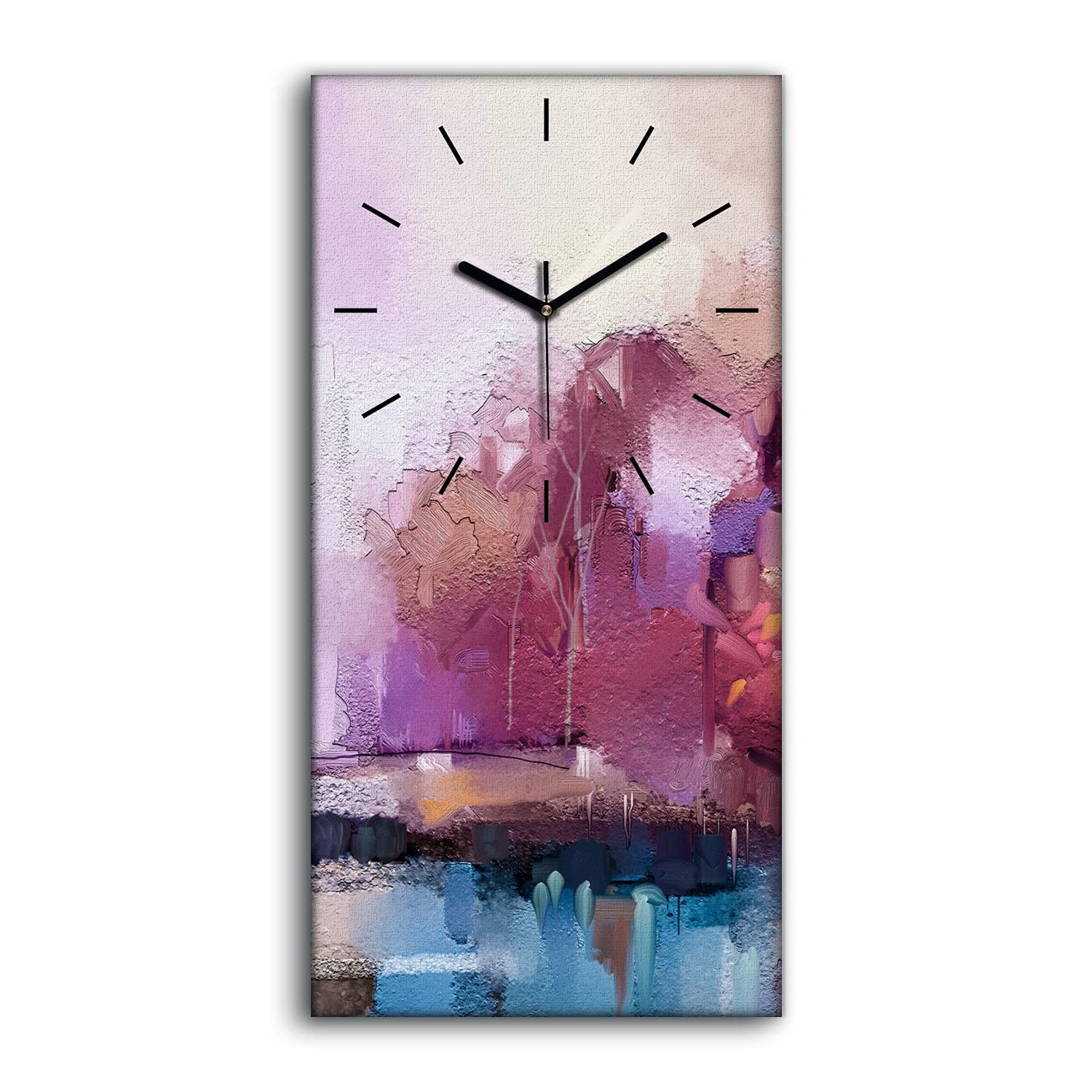 Horloge sur toile 30x60cm forêt abstraite avec mécanisme silencieux à mains noires