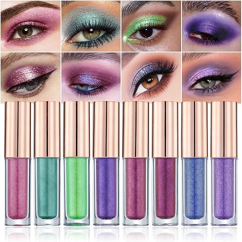 evpct Juego de 8 sombras de ojos líquidas mate Naked Nude Beige Natural Dark Brown Light Brown Gold Pink Mauve suave cremoso sombra de ojos líquida,