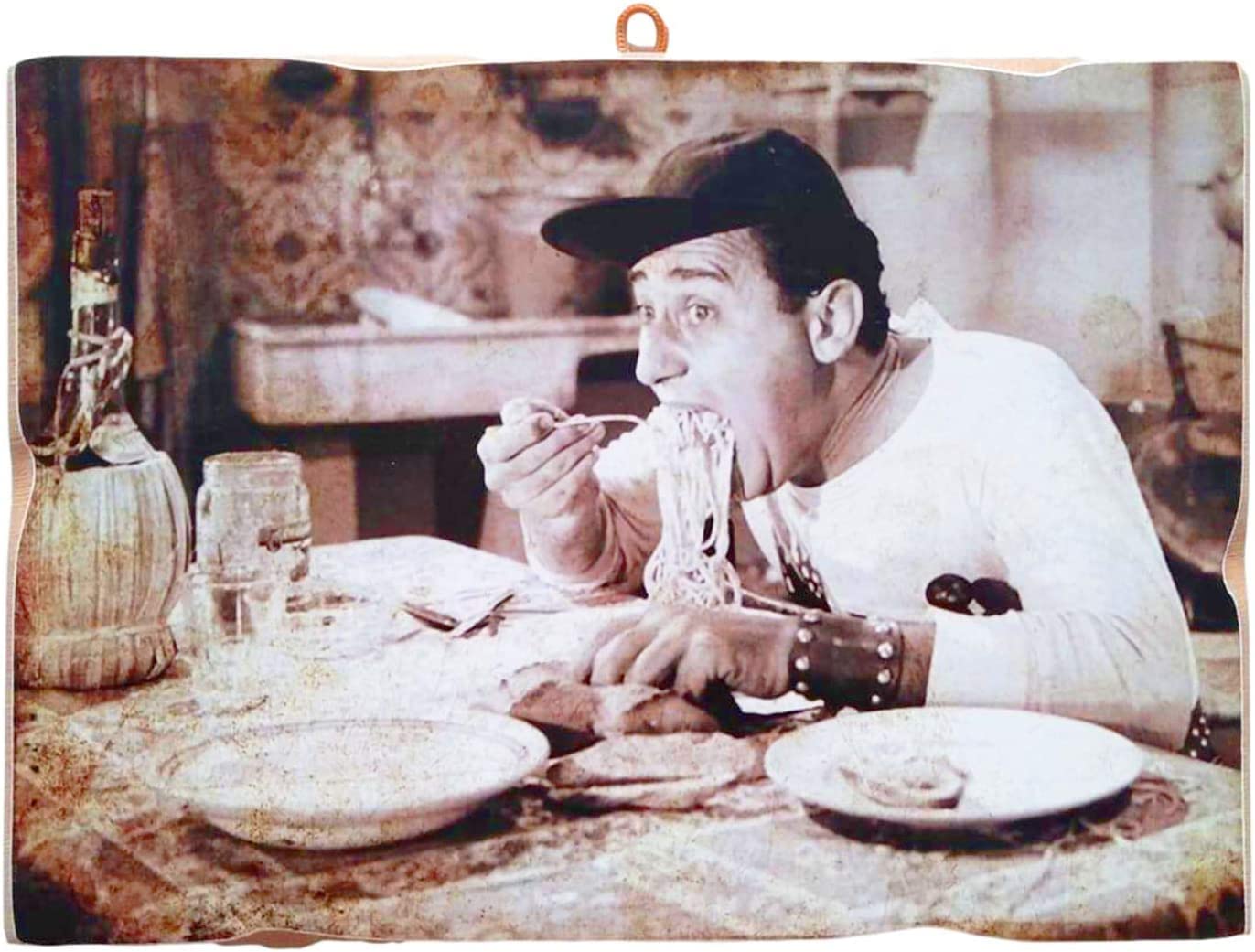 KUSTOM ART Cucuba Set di 2 Quadretti Stile Vintage Attori Famosi - Alberto Sordi e Totò - Stampa su Legno per Arredamento Ristorante Pizzeria Trattoria Bar Albergo
