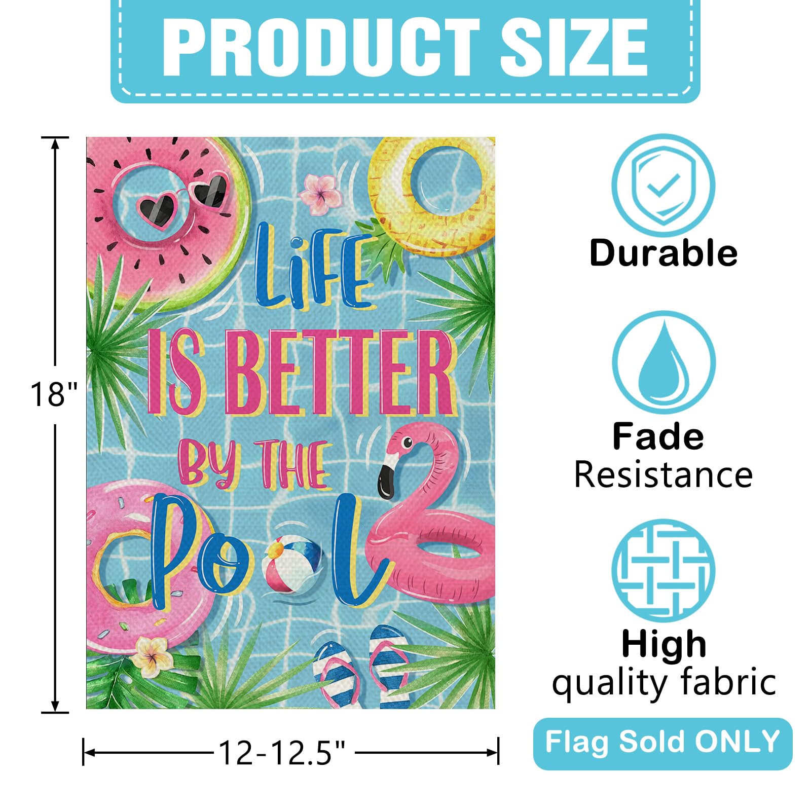 Patriotische Gartenflagge 'Welcome 4th Of July' – Mit Flamingo & Schwimmring, Wetterfest, 30,5x45,7 Cm