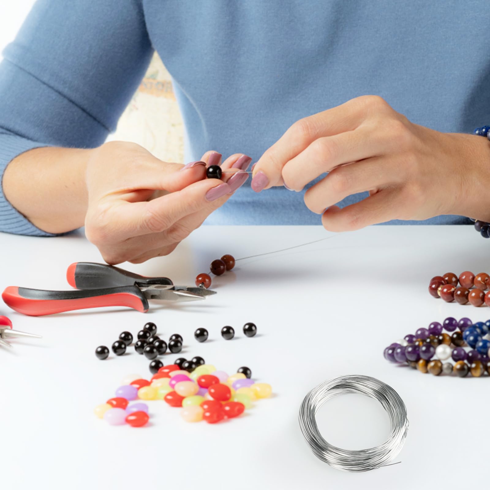 NVIYAM Filo Alluminio 1mm X 30m - Modellabile Per Bigiotteria E Artigianato - Foto 5