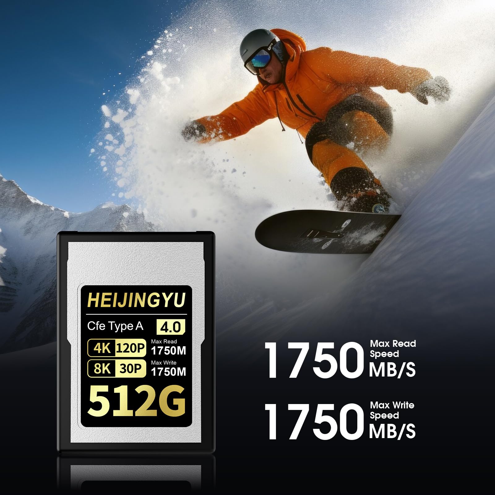 Tarjeta de memoria CFexpress 4.0 tipo A de 512 GB, velocidad de lectura de hasta 1750 MB/s y velocidad de escritura de 1750 MB/s para grabación 4K 120P, 8K 30P para cámaras Alpha y FX