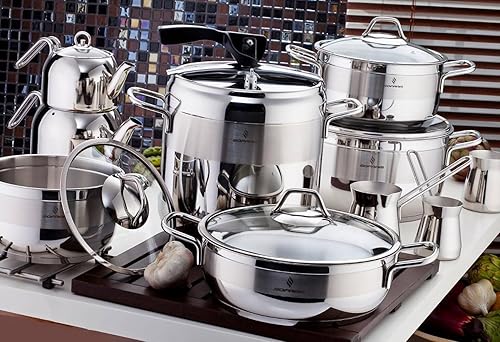 Miniatura 7 de Olla profunda de acero inoxidable con tapa de vidrio, olla para sopa profunda adecuada para estufa de inducción (6 cuartos de galón (5.7 L))