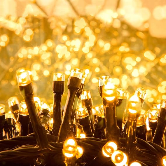 Quntis Luces Navidad Exterior 50M 2000LED, Blanca Cálida Guirnalda Luces de Cadena con 8 modos impermeable IP44 y Función Memoria Decoración Navidad para Fiestas Jardín Balcón Navidad Halloween Boda