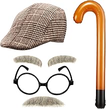 Skylety 6 Pieces Old Man Costume Kit Grandpa Accessories for 100 Days of Party Cosplay Dress up Outfit