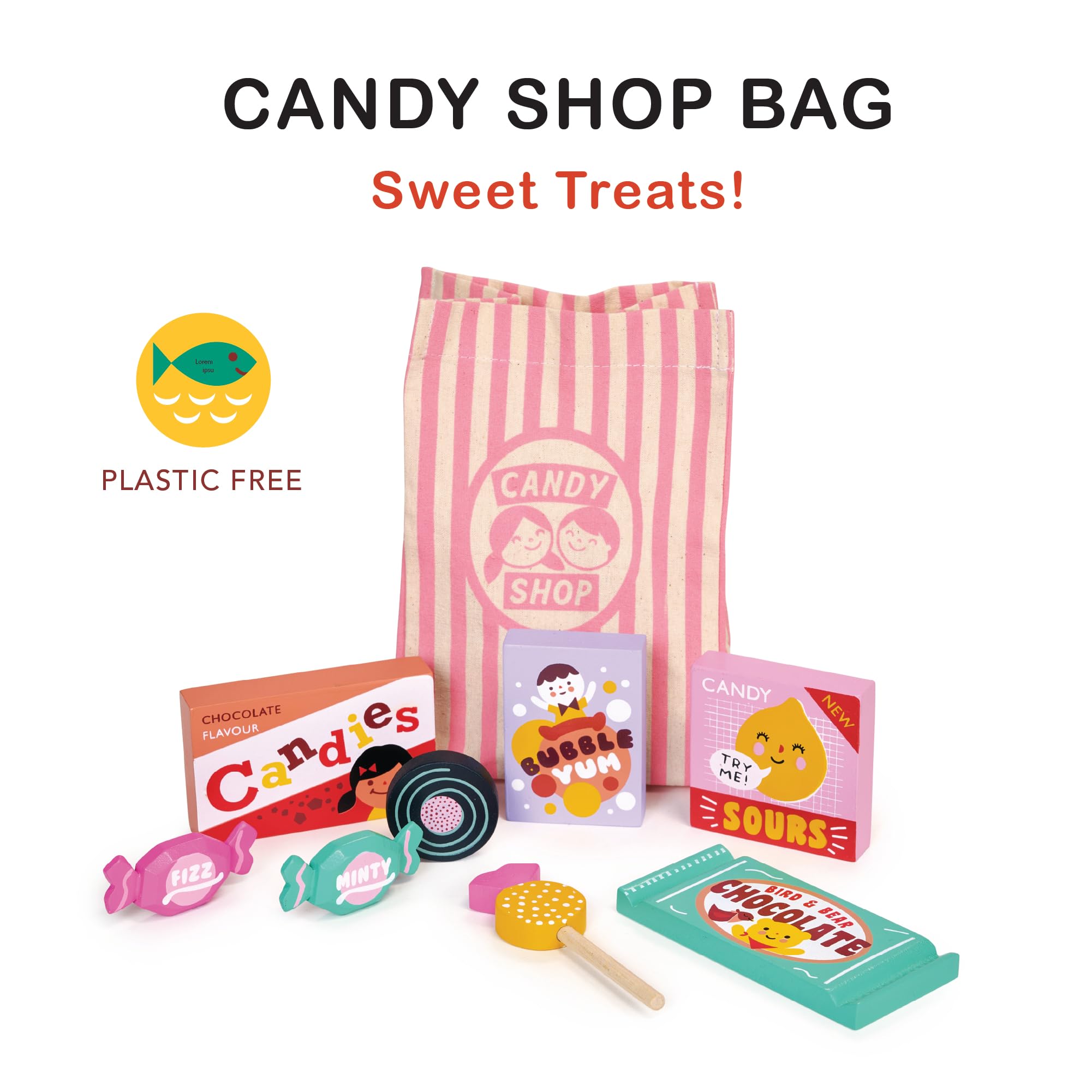 Amazon.com: Mentari Toys - Candy Shop Bag - 9pc Wooden Play Candy