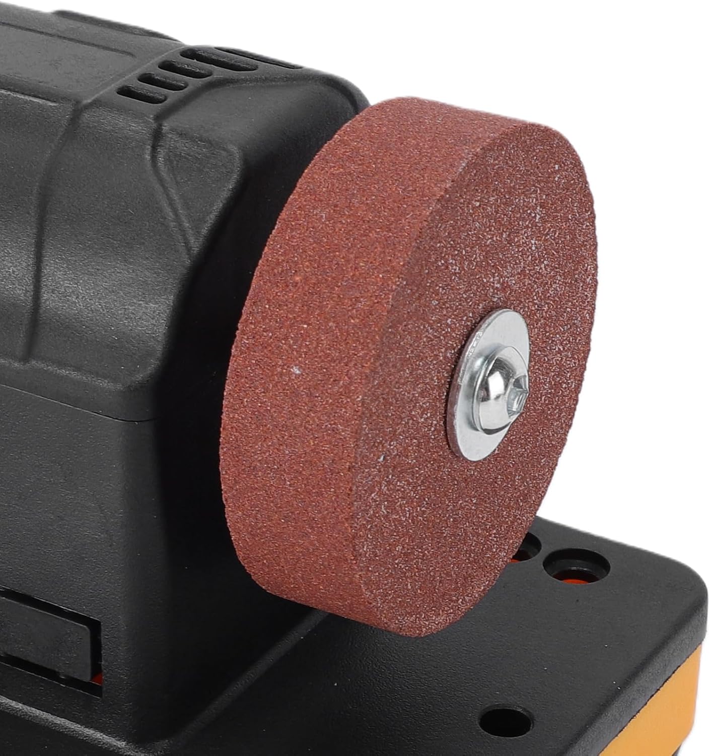 Fafeicy Mini Bench Grinder, ABS Electric Mini Sander Polisher 2000 to 6000 RPM Dual 3in Wheels for tool sharpening and polishing, for 18V battery users workshop home use