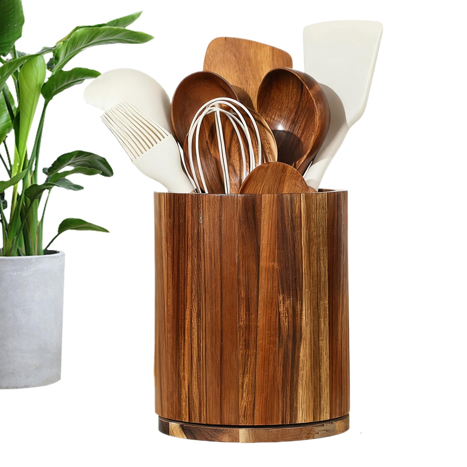 Rangement cuillères couteaux fourchettes porte-couverts bois rotatif 360