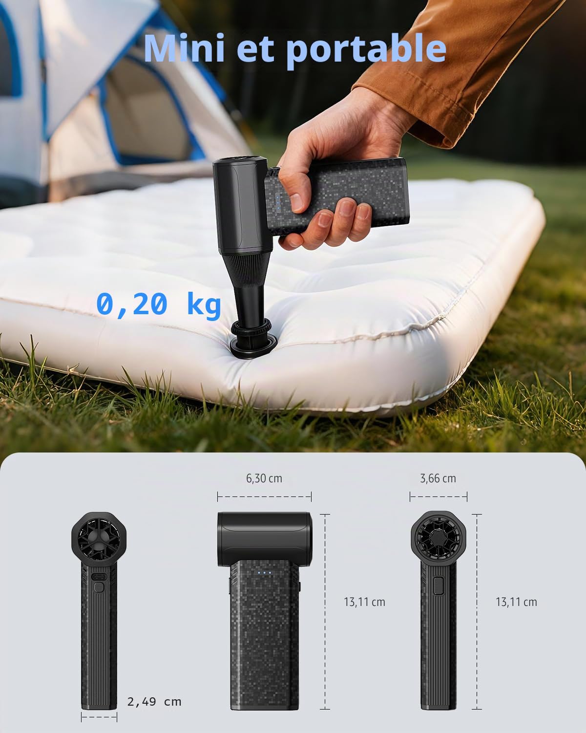 COSANO X113 Souffleur d'air électrique 110 000 tr/min – Dépoussiérant rechargeable 2× 2500mAh, moteur 120W et 3 vitesses réglables, USB-C, alternative aux bombes d'air comprimé pour PC, clavier
