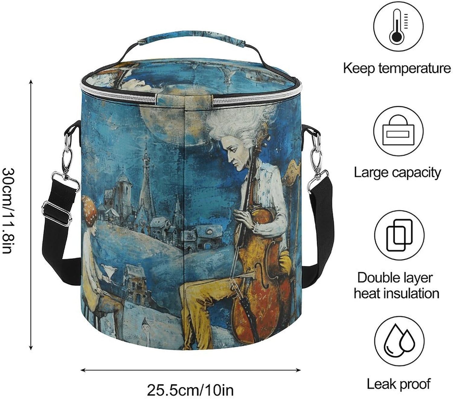 Two People on Chairs Lunch Bag 15L, Insulated Picnic Basket with Leakproof Design - Large Cooler Tote for Camping, Beach, Hiking & Groceries