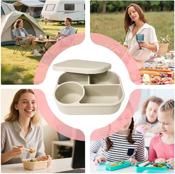 Leakproof Lunch Containers 750ml 4-Compartment Leakproof Divider