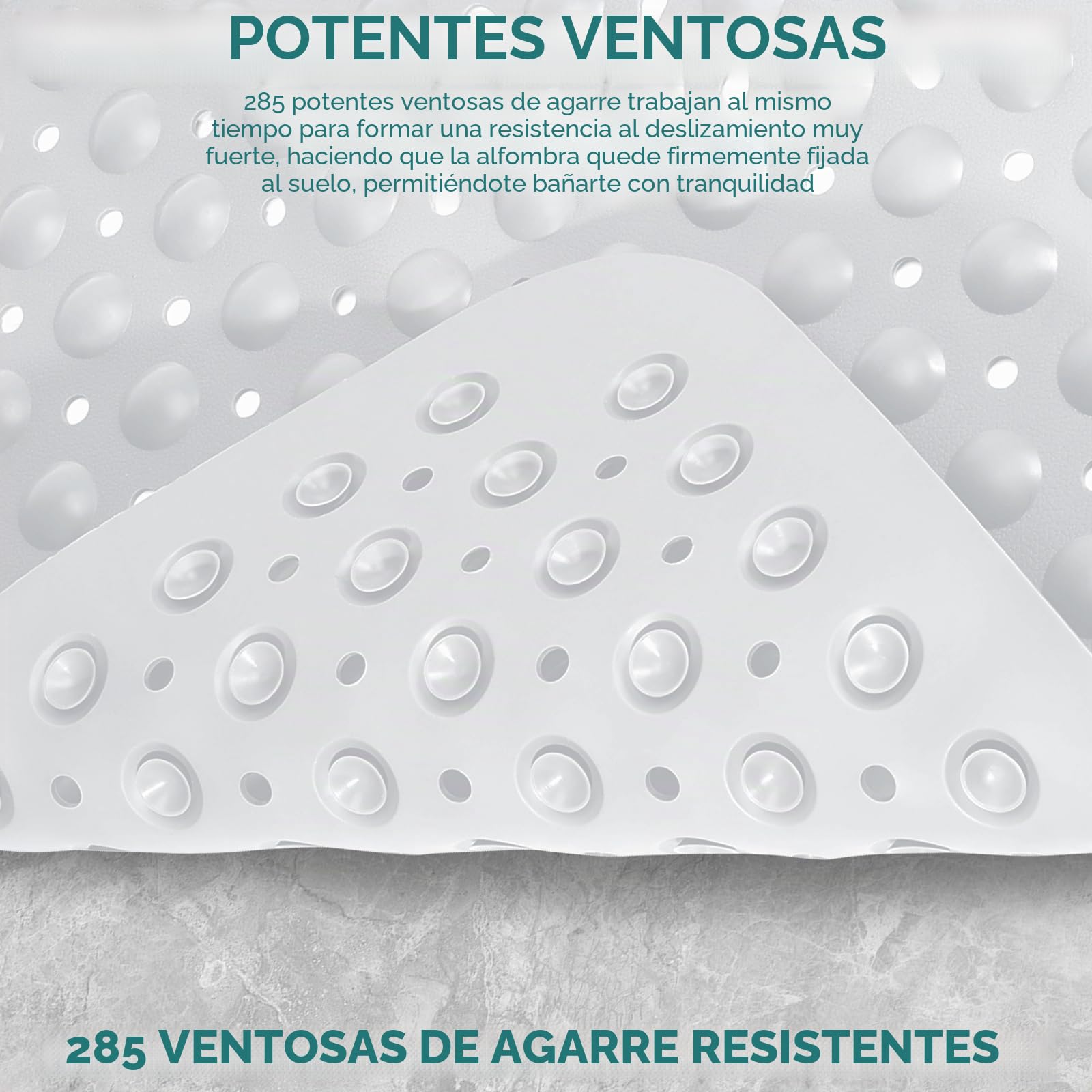Alfombrilla de Ducha Antideslizante de 80 x 80 cm, Blanco | Inserto de Ducha de TPE Suave con Orificios de Drenaje y Ventosas, Lavable a Máquina, para Salas de Masaje, Saunas y Duchas