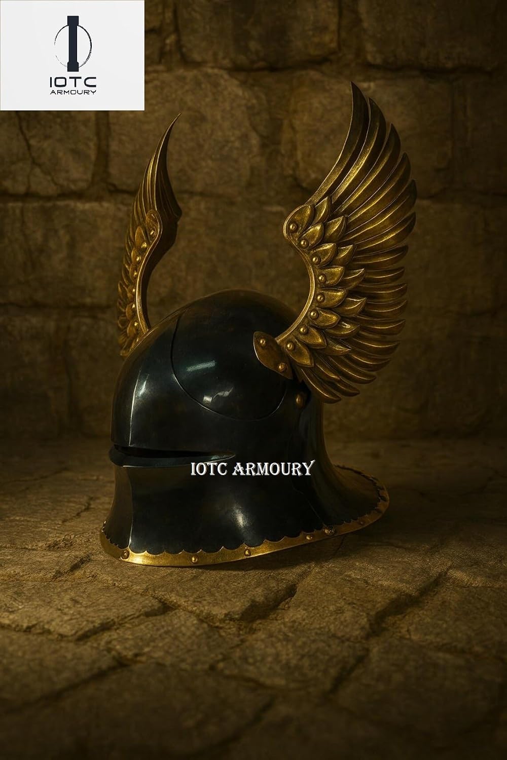 Medieval Armor German Sallet Helmet Medieval Knight Armor Replica Gothic Sallet Helmet with Brass Trim Renaissance Collectible Perfect For LARP, Cosplay, Reenactment & Halloween