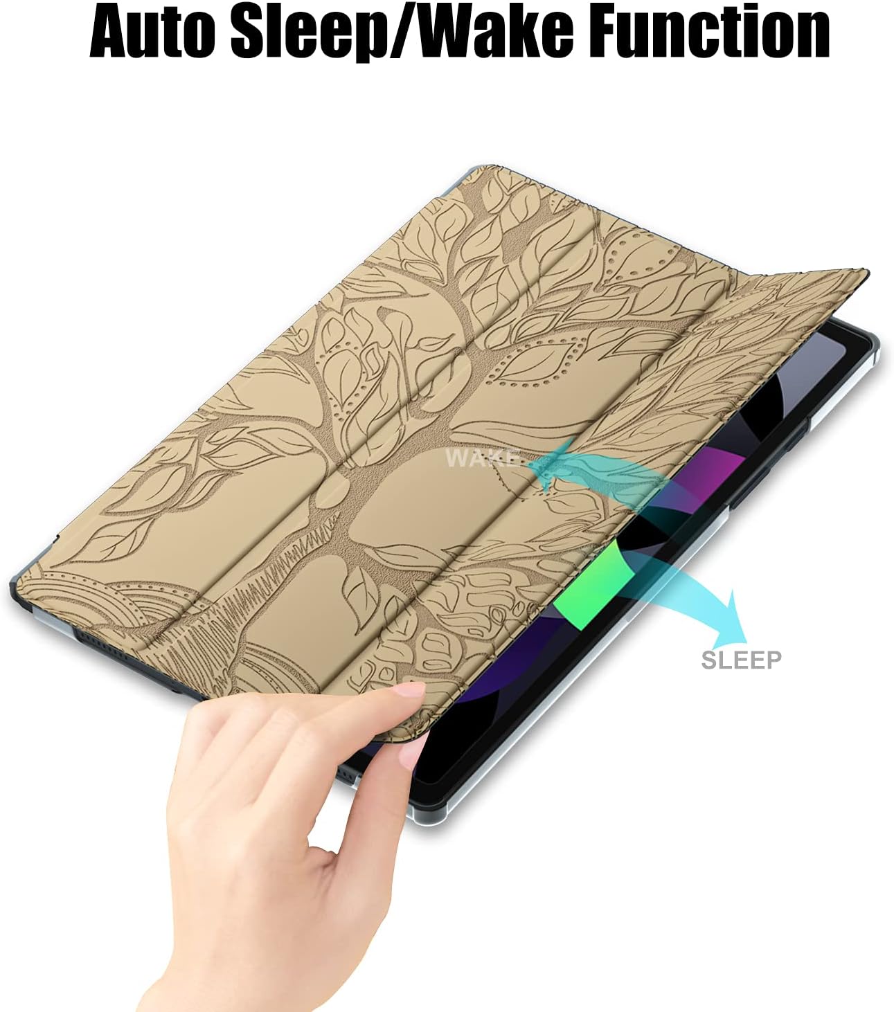 Auslbin Case for iPad 10.9 Inch 2020 (iPad Air 4th Gen),Premium Lightweight Tri-Fold PU Leather Cover with Stand,Auto Wake/Sleep Function,Gold - Image 4