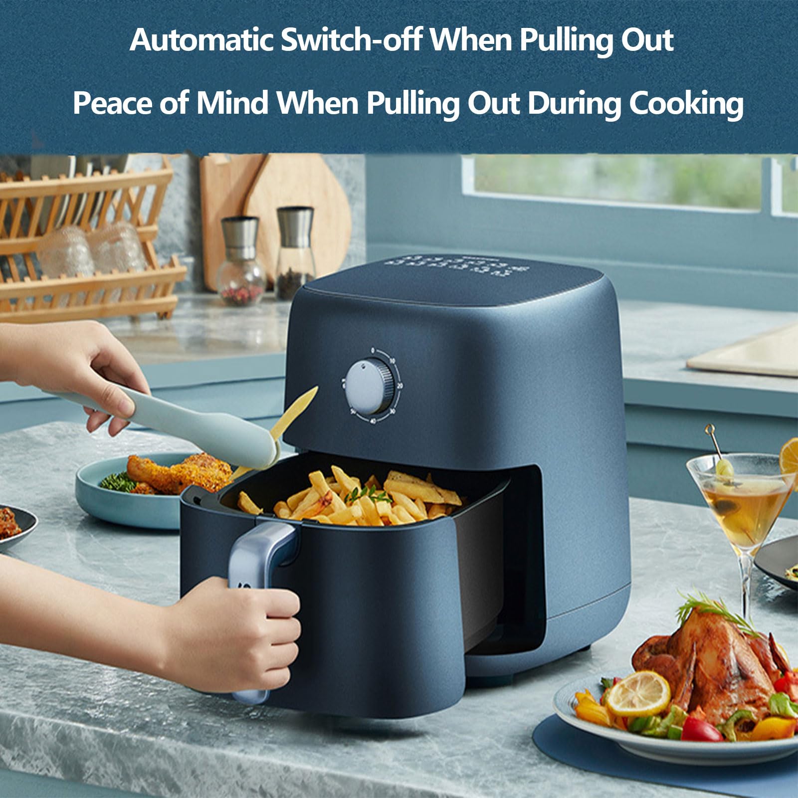 Freidora de Aire, freidora eléctrica Multifuncional 12 en 1 con Temperatura y Control de Tiempo, Cesta Antiadherente, 4.2L de Alto Volumen, 12 Cocineros para Cocina y Cocina