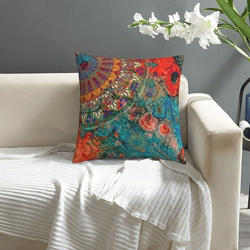 Miniatura 7 de VARUN Fundas de almohada abstractas con diseño de mandala y flores, fundas de almohada cuadradas para decoración del hogar, sofá, automóvil,