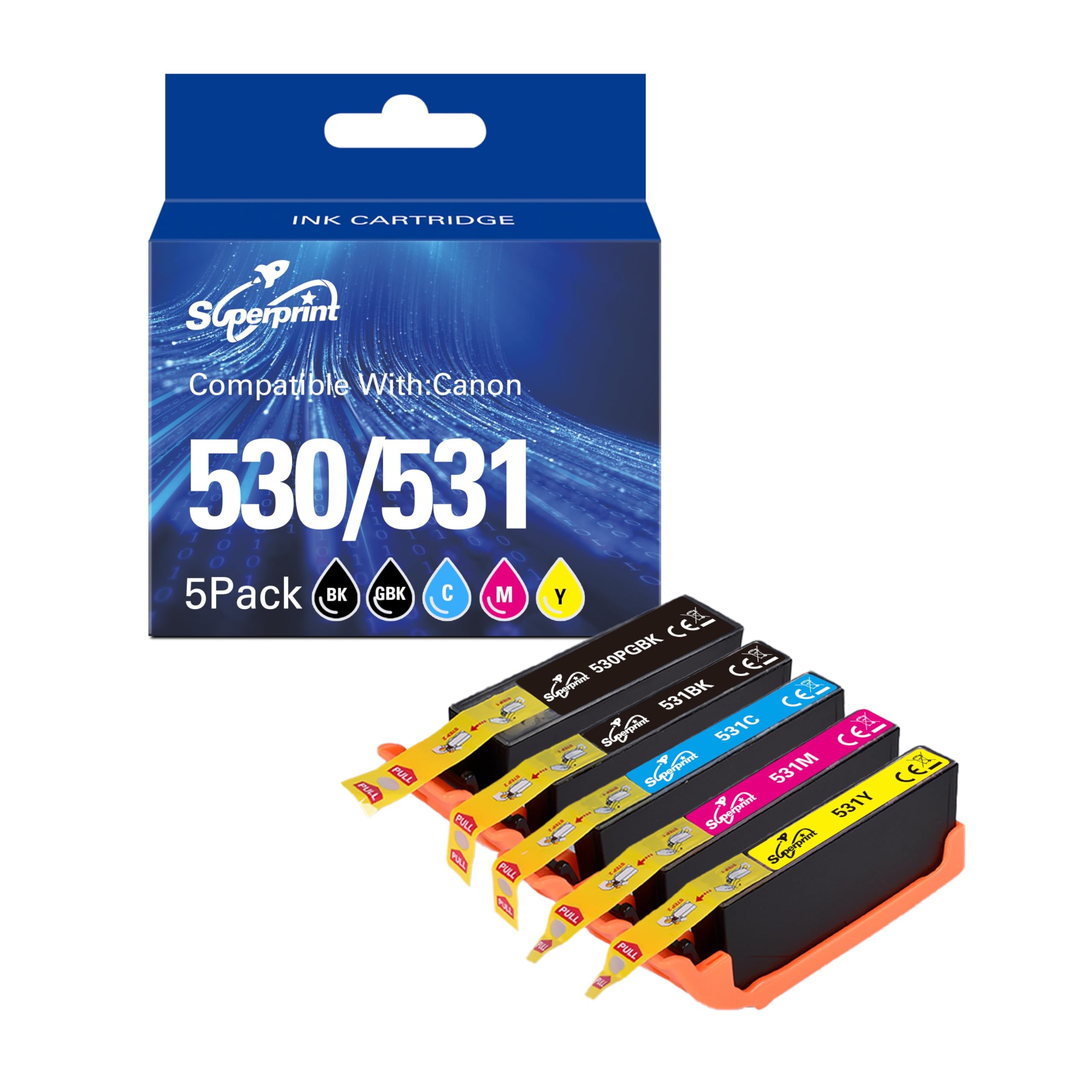Clywenss CLI-531 XXL kleur inktcartridges compatibel met Canon CLI-531XXL CLI531 531 XXL cartridges voor TS8750 TS8751 TS-8750 TS-8751 inkten, 6 stuks (2 cyaan, 2 magenta, 2 geel
