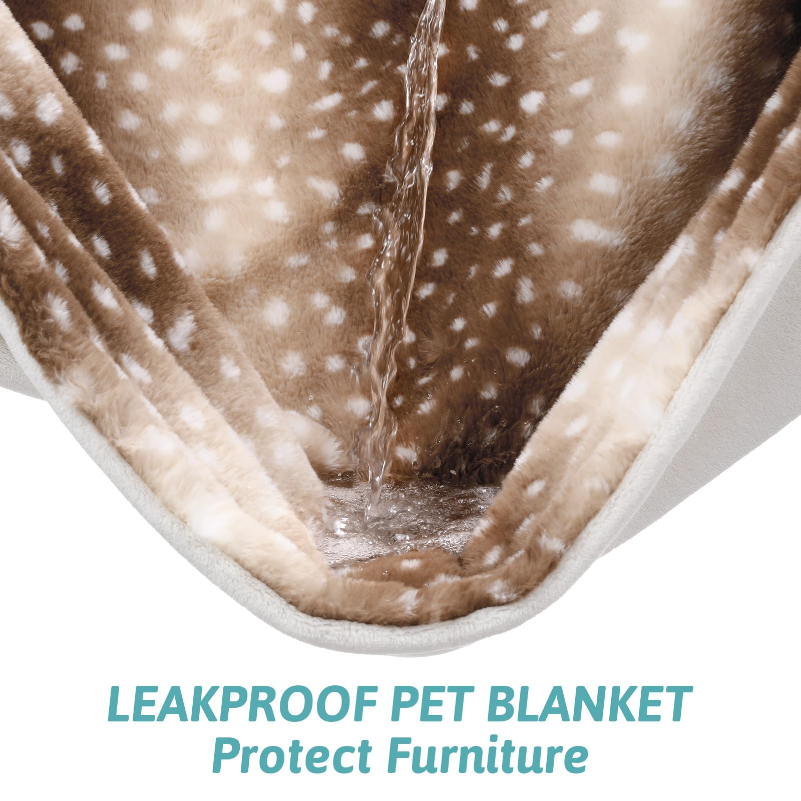 COZY KISS Luxury Faux Fur Blanket Deer Print, Waterproof Pet Blanket Washable, Woman Sofa Bed Couch Throw - Image 3