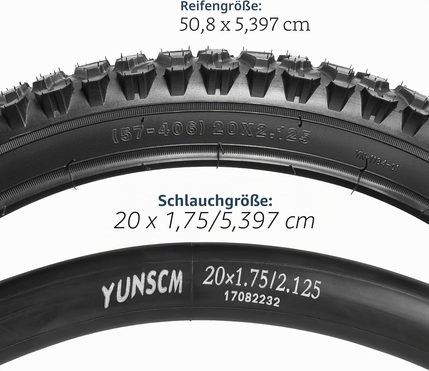 YunSCM 2Pcs Faltbare 20 Zoll Fahrradreifen 20X2.125 Mantel 57-406 kompatibel Stadt/Straße/Mountainbike Reifen