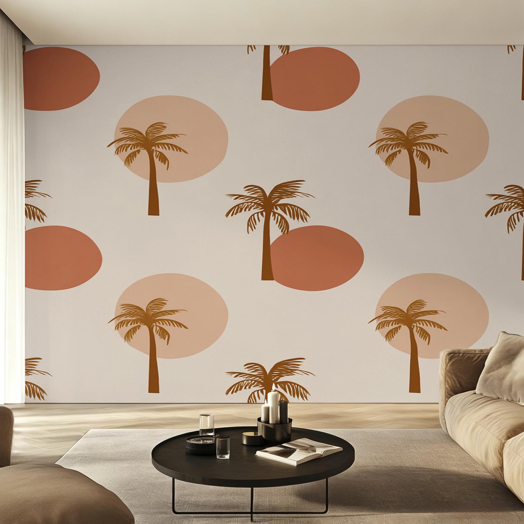 Papier peint palmier intissé 200x140 cm pour salon style tropical