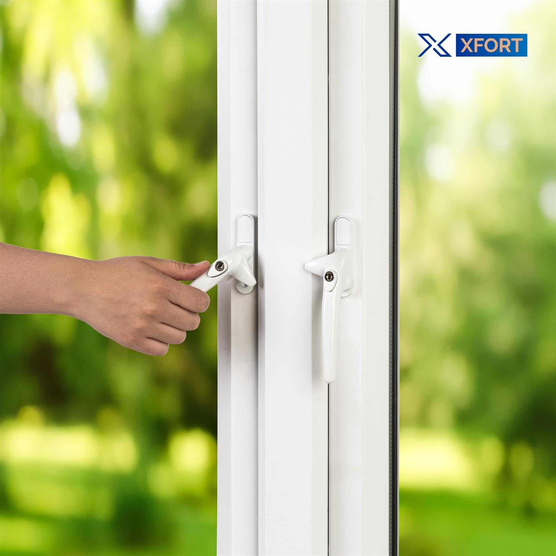 XFORT Locking Cockspur Window Handle Installation Kit in White, Right Hand UPVC Window Handle Replacement, Lockable Window Lever - Image 2