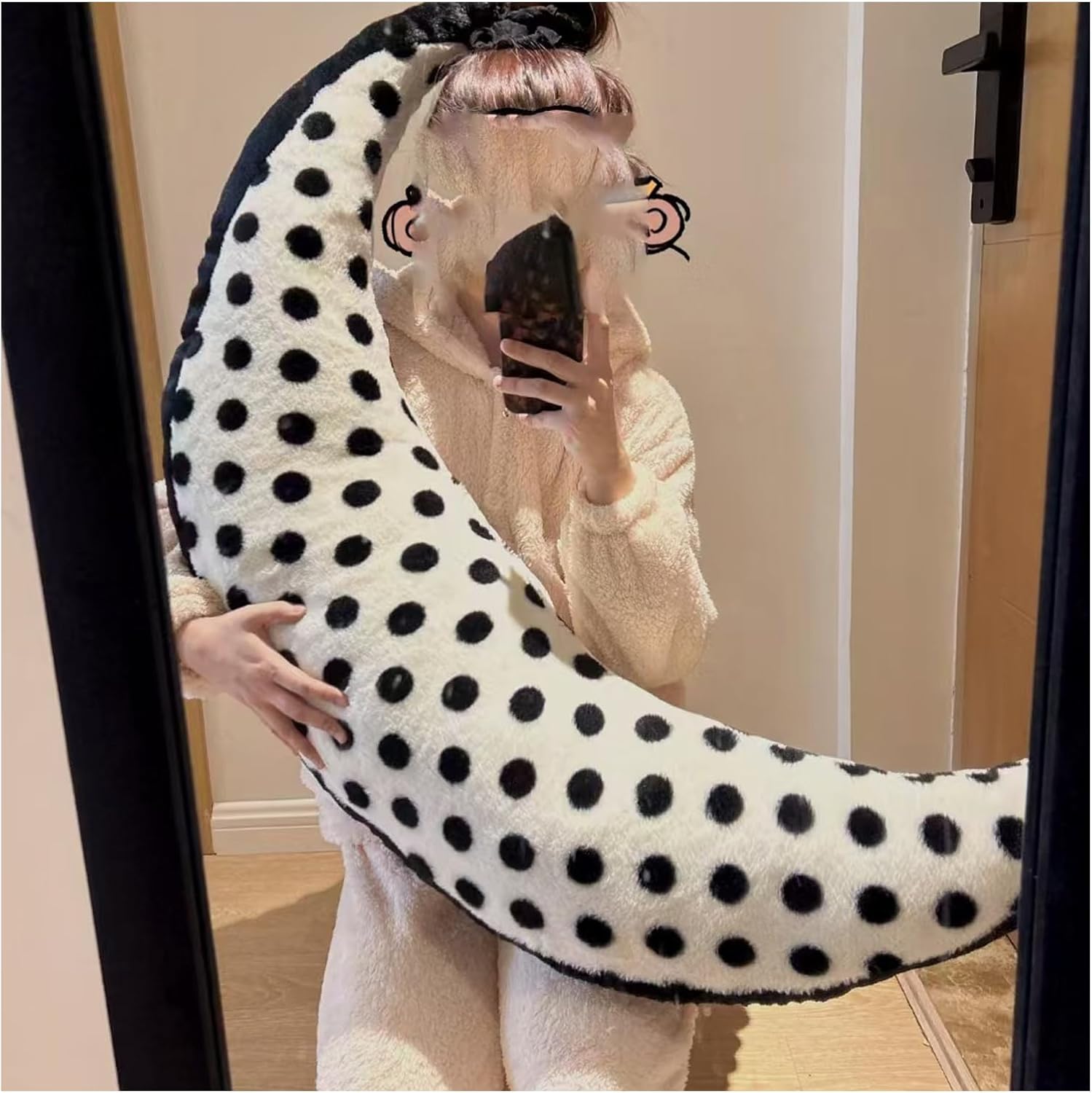 Moon Shaped Body Pillow, 39.5" Crescent Moon Shaped Throw Pillow, Between the Knees Pillows for Side Sleeping, C-Shaped Cuddle Pillows, Soft Bed Decor for Bedroom, Dorm (F)