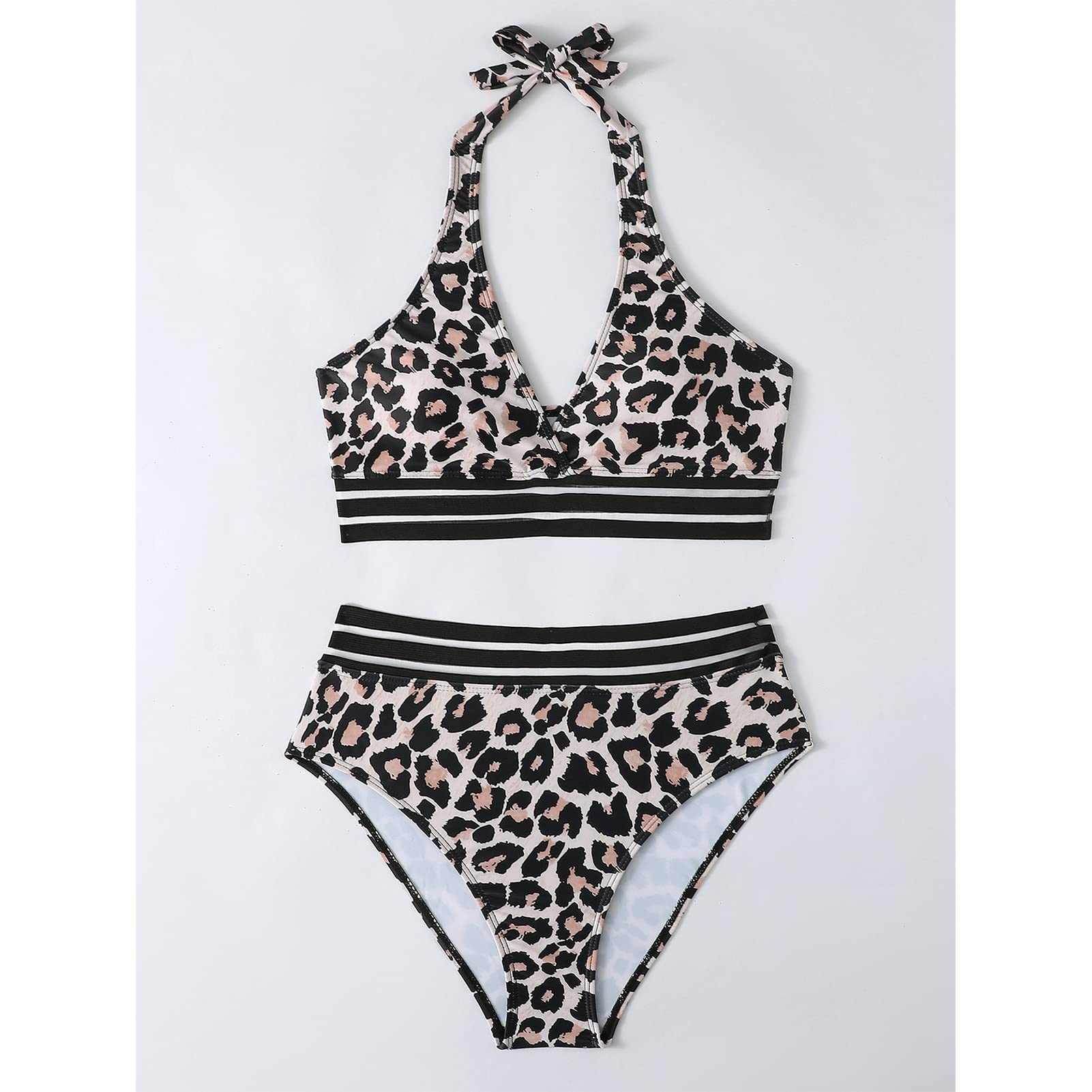 Ejoyous Costume da Bagno da Donna Bikini a Costine Triangolari Costumi da Bagno Costumi da Bagno a Due Pezzi con Allacciatura Incrociata Costume da Bagno (XL 21–23 cm/8,3–9,1