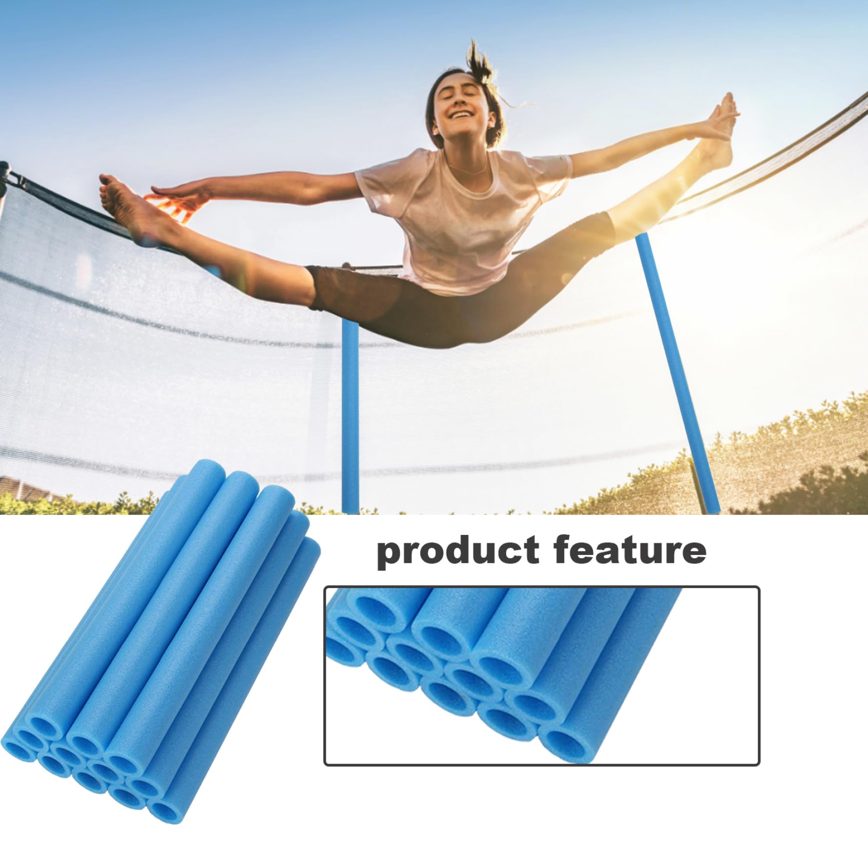 Pegciuho Lot De 6 Housses En Mousse Pour Poteaux De Trampoline, Rembourrage Léger De 89 Cm, Pour Tubes De Trampoline Et Bleu
