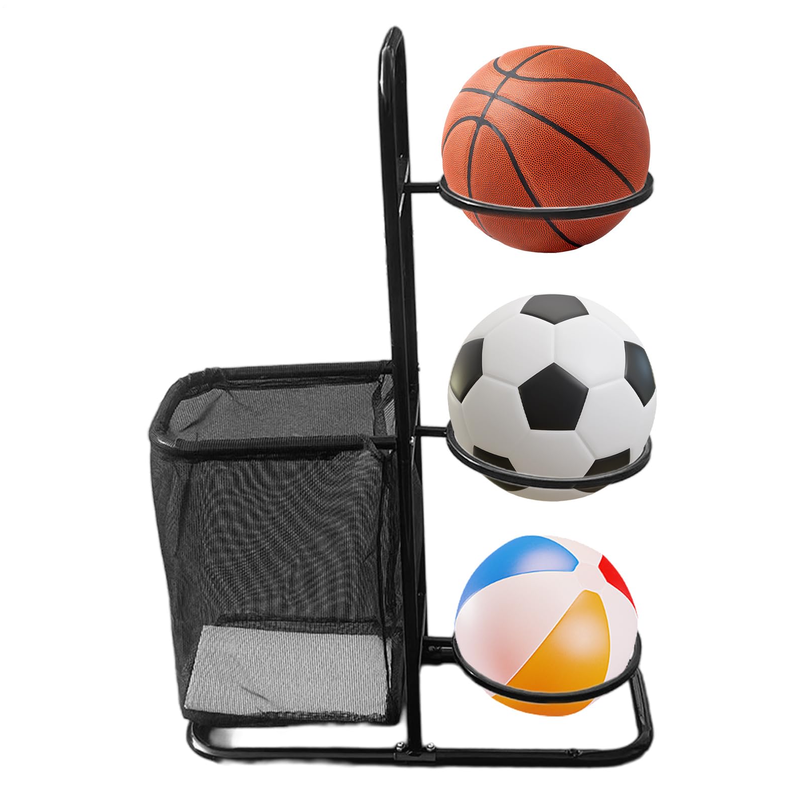 Organizzatore per attrezzature sportive da garage, portaoggetti per garage, cestino per porta palloni, di organizer sportivo con capacità, organizer flessibile in metallo per