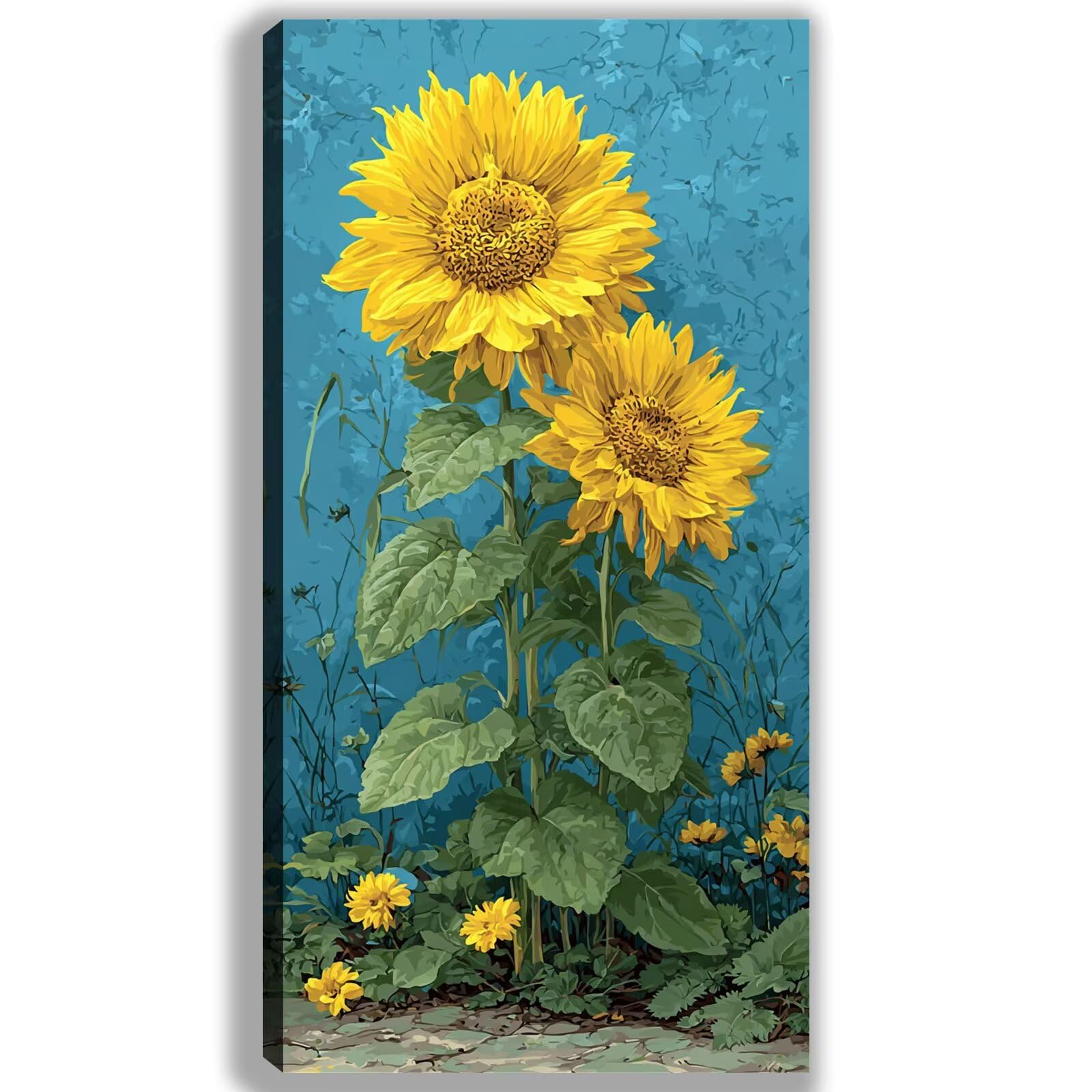 Malen nach Zahlen Erwachsene Großes Format 60x120cm, Blume Panorama DIY Malset Komplettset auf Leinwand, Ohne Rahmen Acryl Ölgemälde Malen nach Zahlen Sonnenblume, Geschenk für Frauen,w-1064k