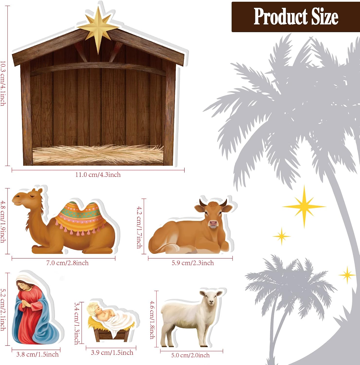Christmas Nativity Set Wooden Mini People Holy Nativity Set Manger Scene Religious Christmas Decoration First Story Decor Xmas Party Supplies for Religious Christmas Home Display Tabletop 12 Pcs