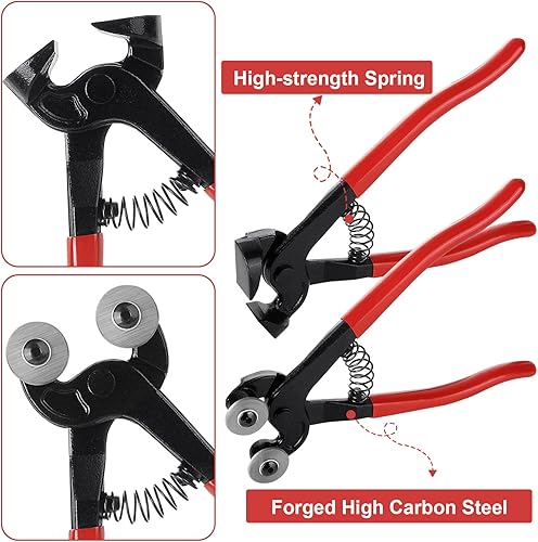 Miniatura 4 de Juego de 2 pinzas de vidrio para azulejos de vidrio, pinzas de mosaico de vidrio con ruedas resistentes y pinzas de azulejos de cerámica, alicates