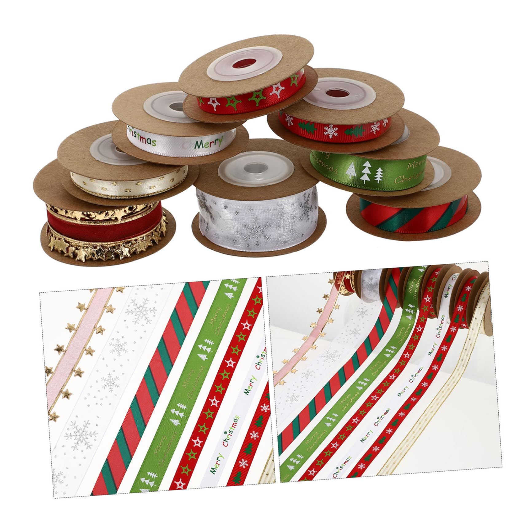 SEWACC 16stücke Weihnachtsgeschenkband Set Bunte Dekorationsbänder Für Festliche Verpackungen Bastelarbeiten Und Partydekorationen