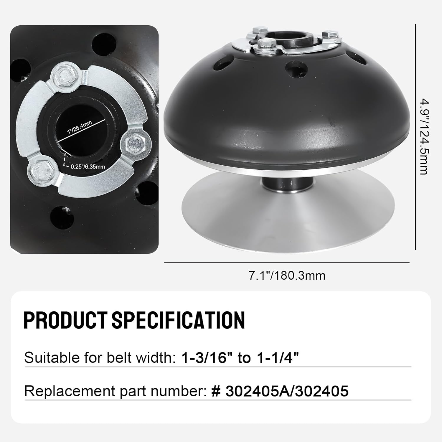 EASYBERG 780 Series Go Kart Driver Clutch 1" Bore 1/4" Keyway Comet for Taking a 1 3/16-1 1/4" Wide Belt 4 Cycle Engines, Replace# 302405A/302405