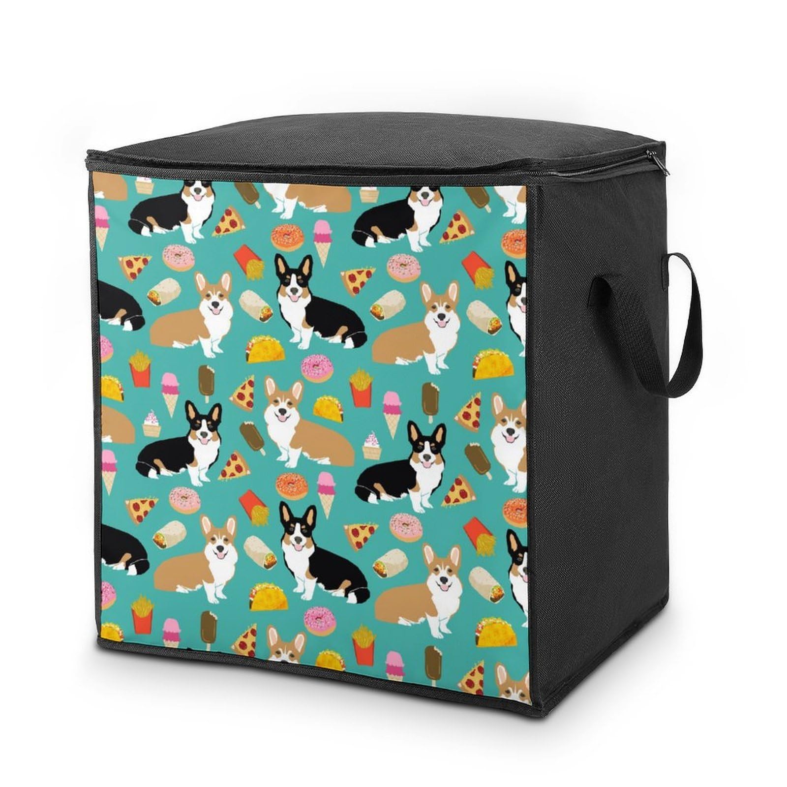 Wlntrophic 70L Storage Bags, Cute Corgi Storage Box with Lid Zipper And Handles, Clothes Bags for Quilt, Blankets, Bedding