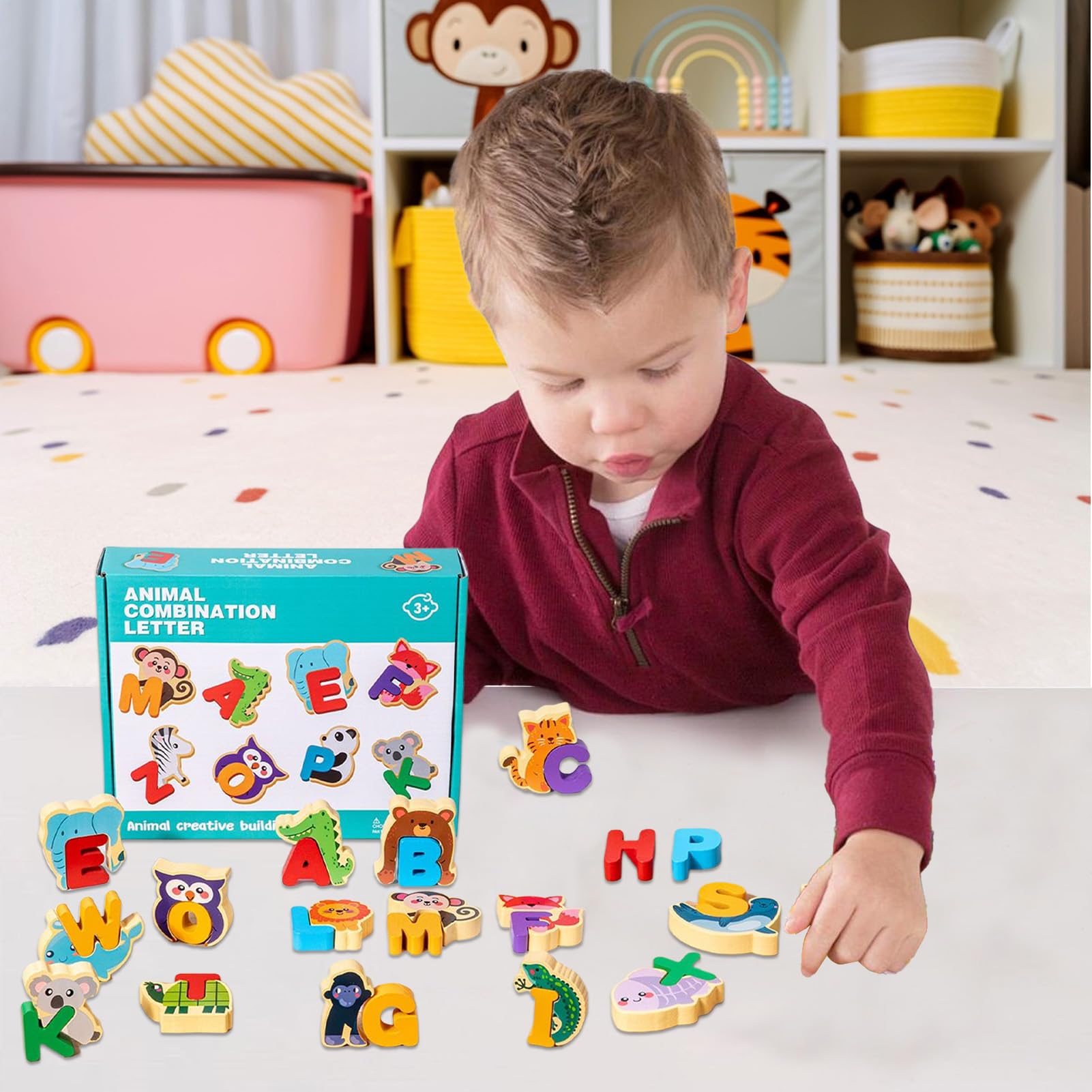 Puzzle Alfabeto Per Bambini - Giochi Educativi Animali In Legno | Gioco Didattico Unisex Per Età 3+ Anni Casa Scuola Viaggi Interni Esterni