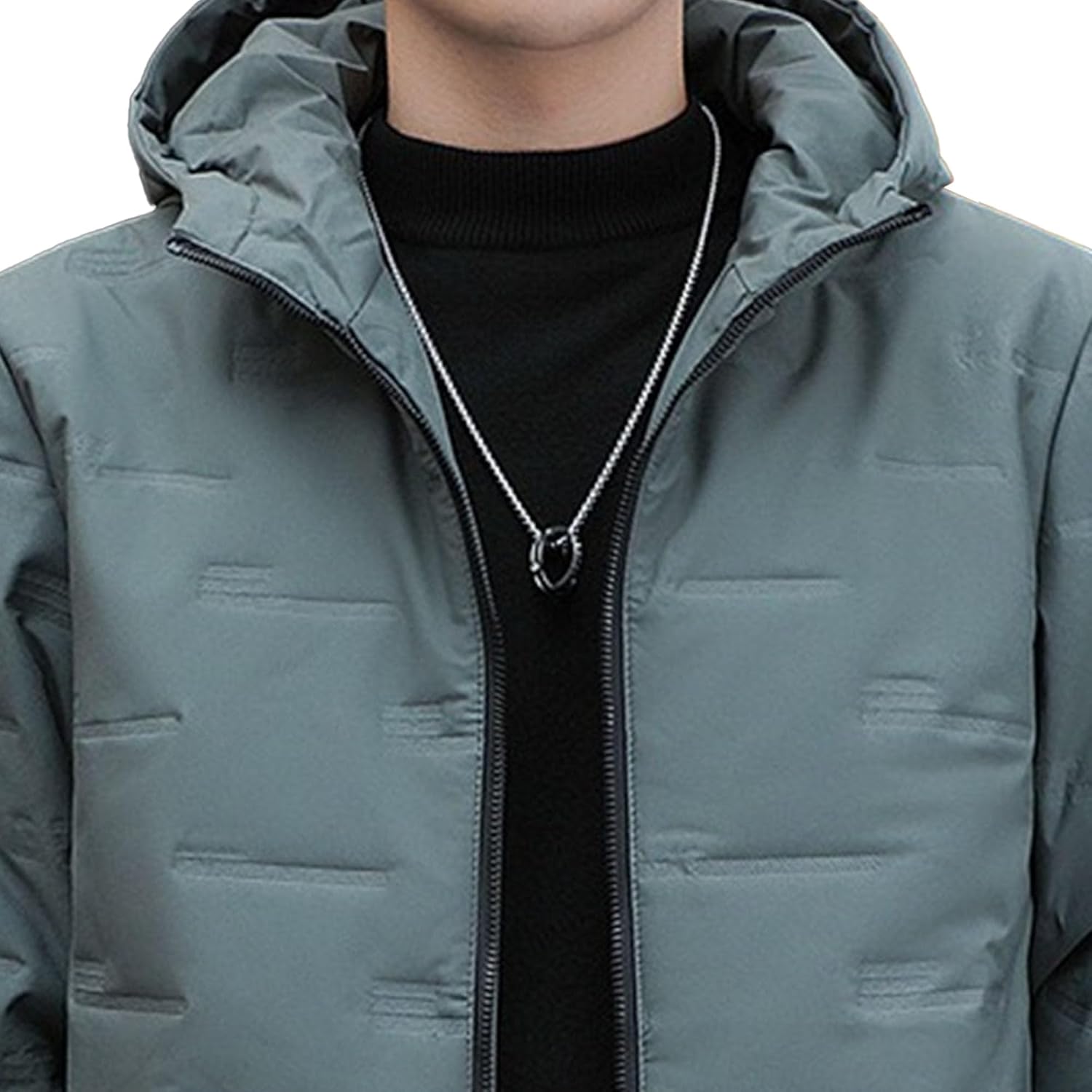Mens Hooded Bomber Jacket Full Zip Lightweight Casual Windbreaker Windproof Quilted Jacket Warm Winter Padded Coats