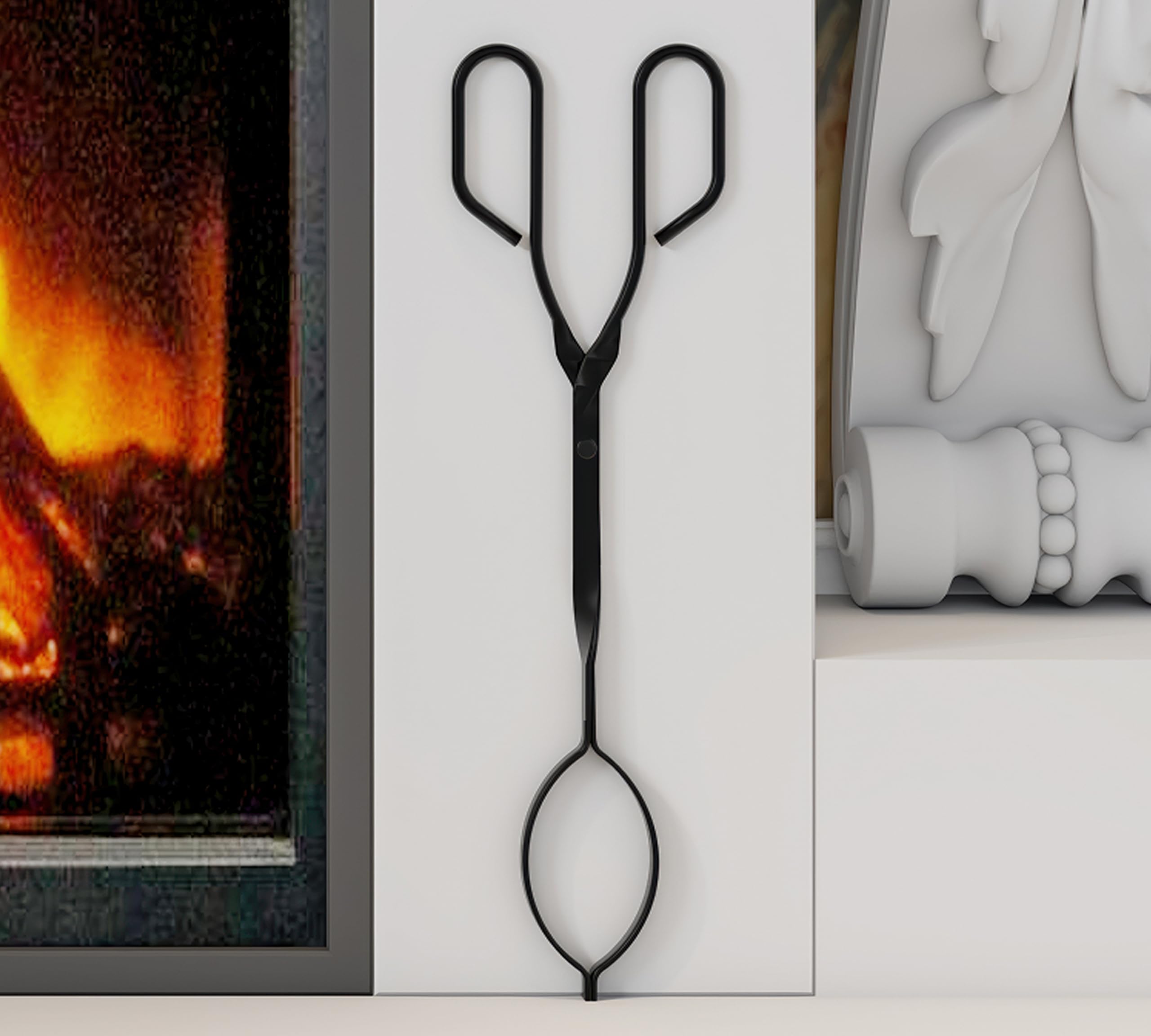Kingson Pince à bûches de 43 cm de long avec grande poignée, design riveté, pour foyer, barbecue, grill, charbon et bois
